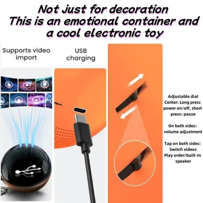 Creative 3D Crystal Ball Video Play Display Room Desktop Art Aesthetics Kawaii Children's Home Decoration Accessories Gifts